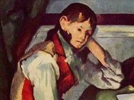 Фрагмент картины Поля Сезанна «Мальчик в красном жилете» 