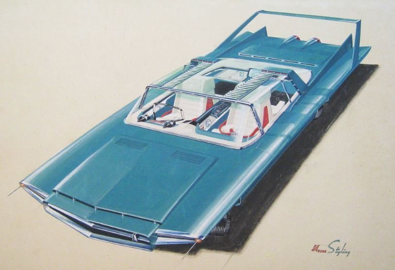 Скетч концепции автомобиля индустриального дизайнера Йена Эдгара, 1959 г.