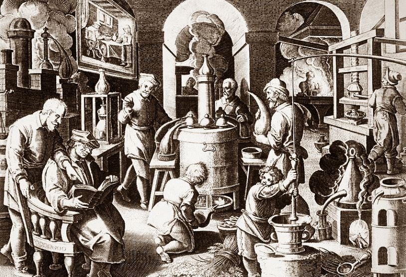 Алхимическая лаборатория, XVI век
