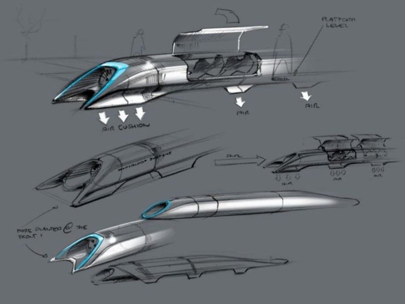 Капсула системы высокоростной транспортации Hyperloop, предложенной изобретателем и основателем компании SpaceX Элоном Маском
