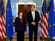 Верховный представитель ЕС по иностранным делам и политике безопасности Кэтрин Эштон и госсекретарь США Джон Керри