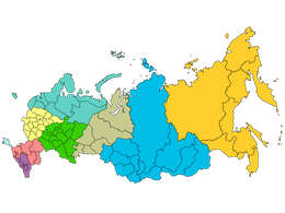 Карта федеральных округов согласно российскому законодательству