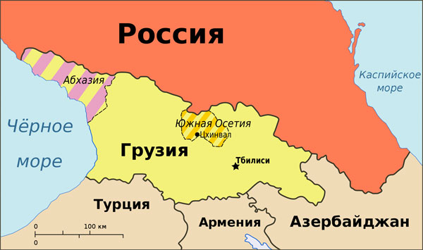 Южная Осетия и Абхазия. Карта