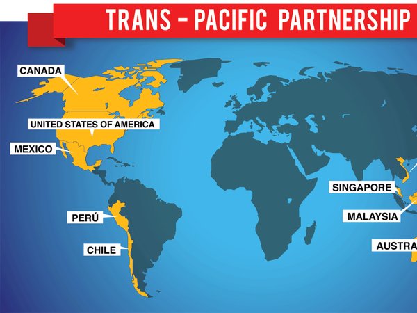 Карта договора о Транстихоокеанском партнёрстве.