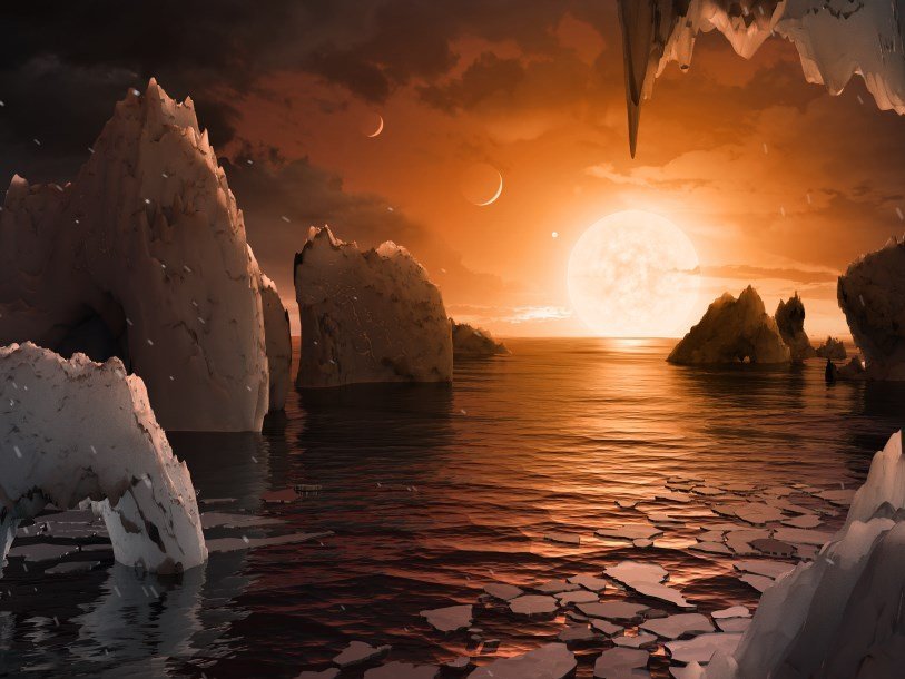 Недавно открытая экзопланета TRAPPIST-1f в представлении художника