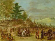 Вождь народа таэнса встречается принимает Рене-Робера Кавелье де Ла Саль. Джордж Кэтлин, ок. 1848