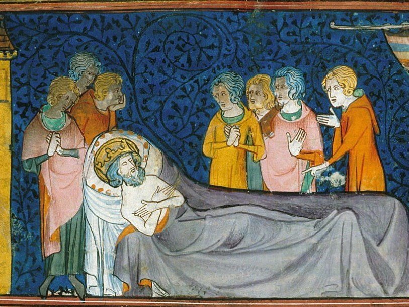 Смерть Людовика IX. Фрагмент миниатюры из манускрипта XIV века